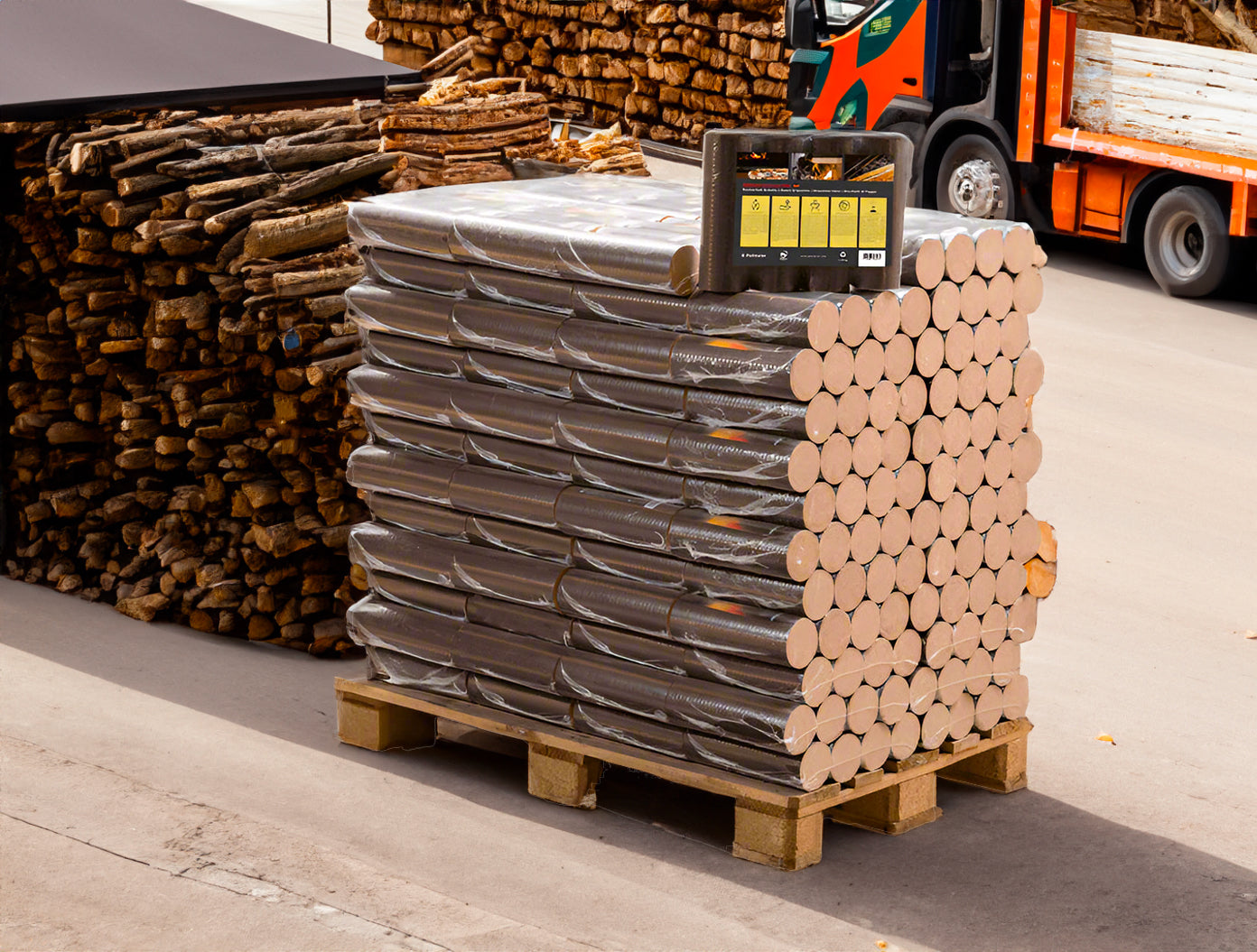 Bricchette rotonde di faggio in 96 sacchi da 10 kg