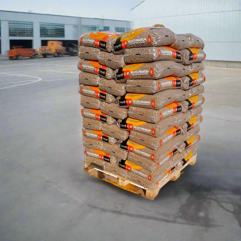 Pallet di pellet di legno Crepito Premium con 72 sacchi da 15 kg ciascuno